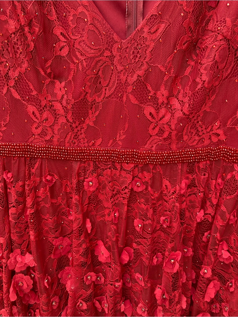Mac Duggal 67710 Floral Applique Ruffled Tiered V Neck Gown Size 16 NWT - Picture 10 of 12